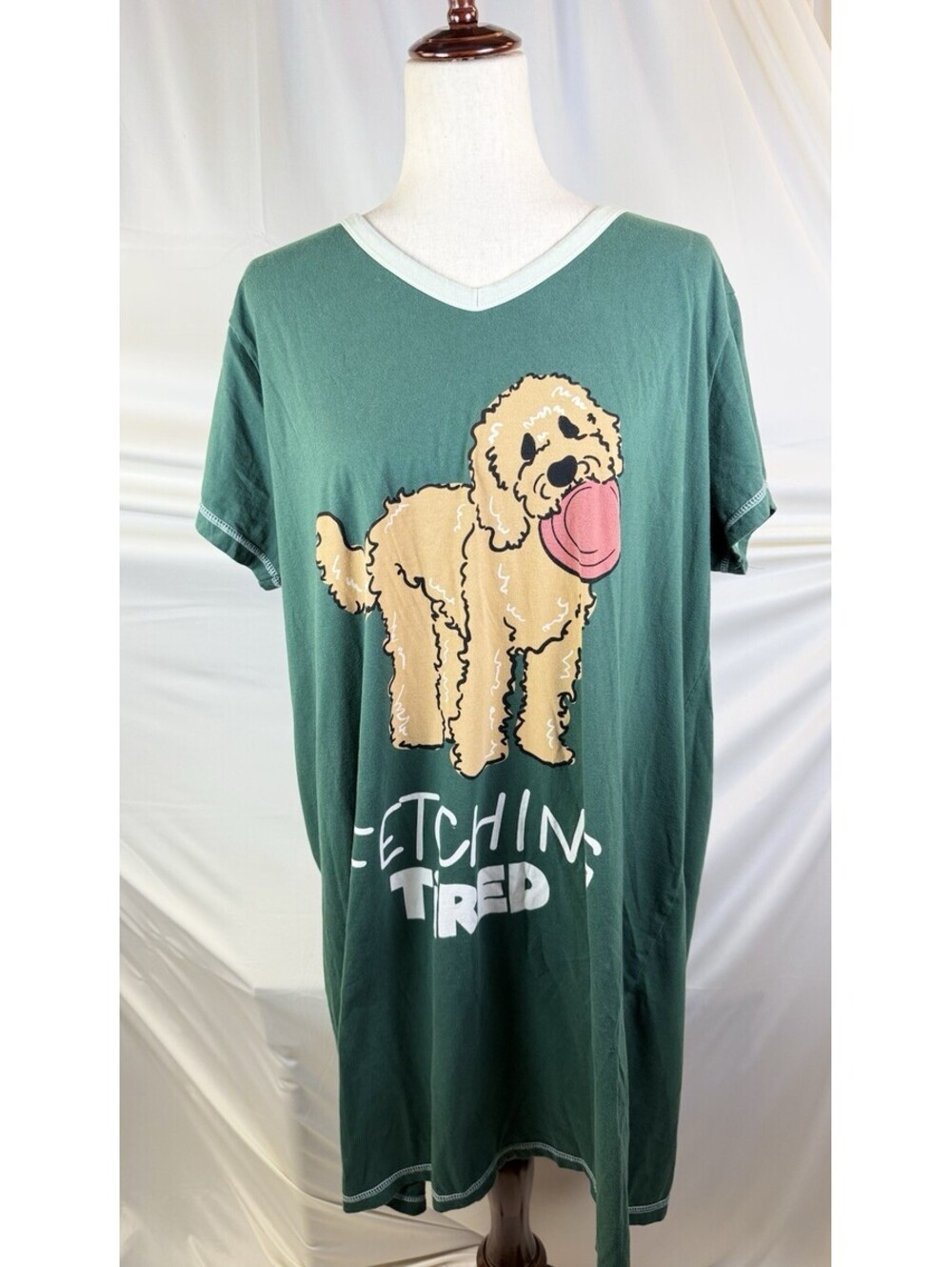 Lazy One Size Sleepshirt Pajamas Fetching Tired Neon Dark Green Goldendoodle